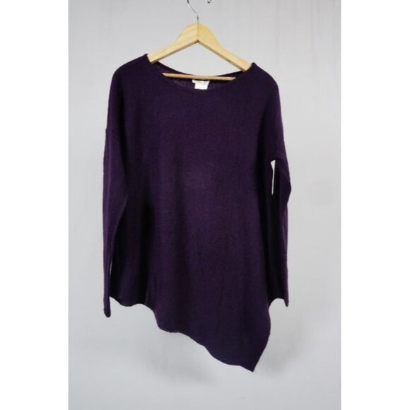 MATTY M Women's Sweater Plum Purple Soft Crew Neck Asymmetrical Medium - Picture 2 of 6